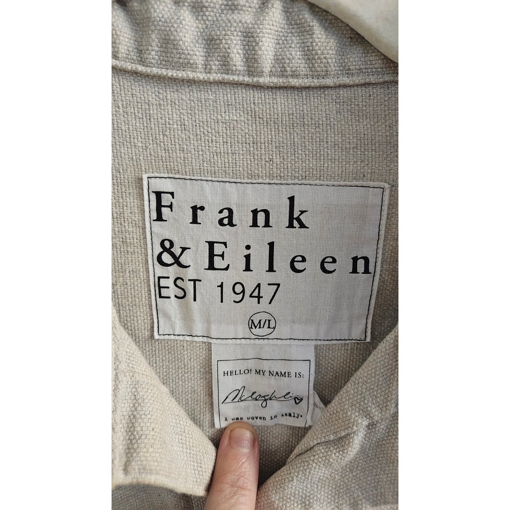 Frank & Eileen McLoughlin Oversized Cotton Shirt Sand Beige M/L Italy Fabric